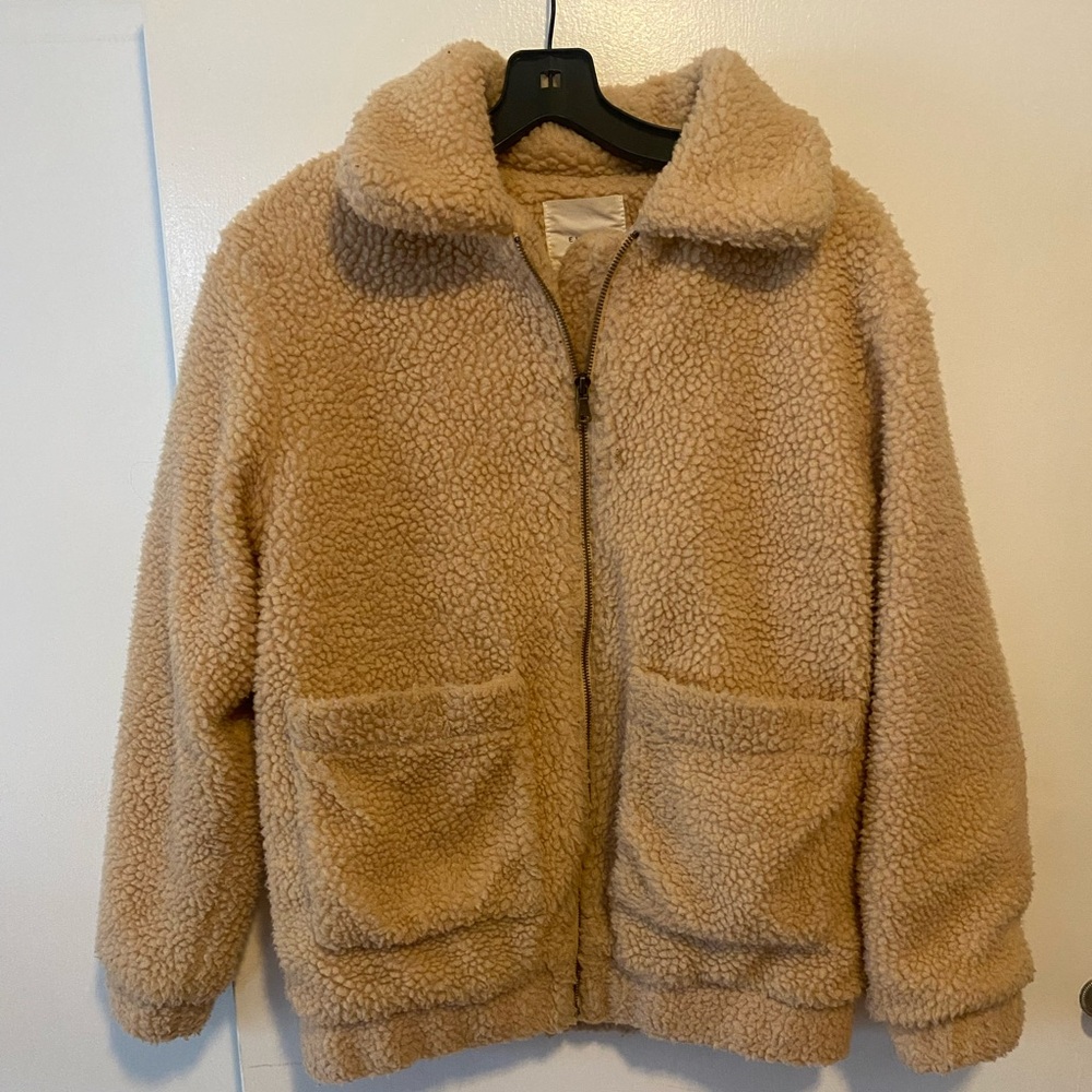 ELODIE Tan Teddy Jacket, Small